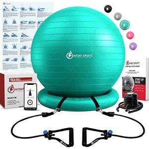 Yoga Ball Chair with Resistance Bands - Mint Green