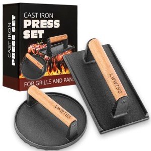 Heavy-Duty Cast Iron Burger Press with Wood Handle