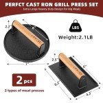 Heavy-Duty Cast Iron Burger Press with Wood Handle