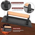 Heavy-Duty Cast Iron Burger Press with Wood Handle