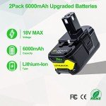 DTK 18V 6.0Ah Battery for Ryobi Tools (2-Pack)