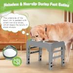 Adjustable Elevated Dog Bowl Stand with Bowls