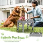 Adjustable Elevated Dog Bowl Stand with Bowls