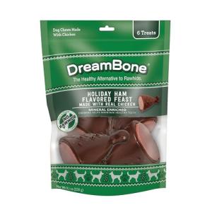 DreamBone Holiday Ham Chews - 6 Count for Dogs