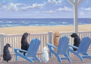 Dogs on Deck Chairs Note Cards Set