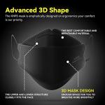 KN95 Face Masks 60 Pack, Breathable Black/White