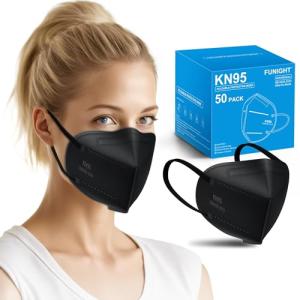 Funight KN95 Black Disposable Masks 50 Pack