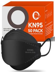 50 Pack KN95 Face Masks for Adults, Black
