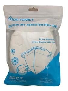 Dr. Family KN95 Face Masks, 5 Pack, Secure Fit