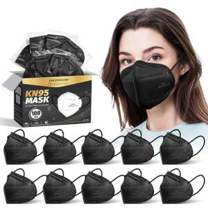 Black KN95 Face Masks for Adults - 100 Pack