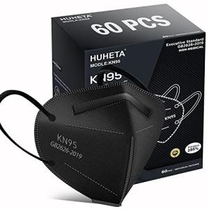HUHETA 60-Pack KN95 Black Face Masks