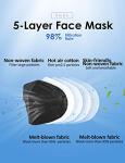 HUHETA 60-Pack KN95 Black Face Masks