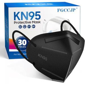 KN95 Face Masks 30pcs, 5-Layer Protection, Black