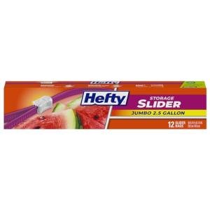 Hefty Jumbo 2.5 Gallon Storage Bags, 12 Pack
