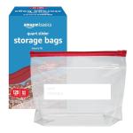 Amazon Basics Quart Slider Food Storage Bags, 120 Count