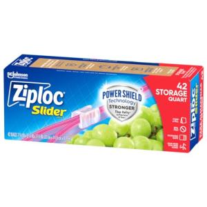 Ziploc Quart Storage Slider Bags, 42 Count