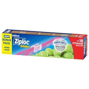 Ziploc Gallon Slider Bags, 18 Count Pack
