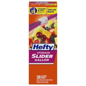 Hefty Gallon Size Slider Storage Bags, 30 Pack