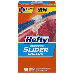 Hefty Gallon Slider Freezer Storage Bags, 56 Count