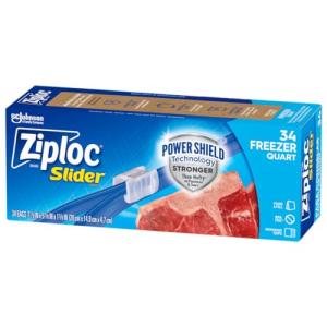 Ziploc Quart Freezer Slider Bags, 34 Count