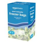 Amazon Basics Reclosable Quart Freezer Bags, 120 Count