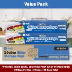 Jumbo 2 Gallon Slider Storage Bags, 50 Count