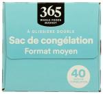 Whole Foods Quart Freezer Bags, Double Zipper, 40 Count