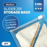 100 Count Slider Zip Food Storage Bags - 6"x6