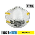 3M N95 Respirator 8210, 2-Pack for Sanding
