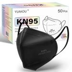 YUAKOU KN95 Face Masks 50pcs, Black, 5-Ply
