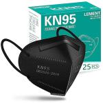 LEMENT 25pcs Black KN95 Face Masks 5-Layer