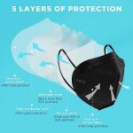 LEMENT 25pcs Black KN95 Face Masks 5-Layer
