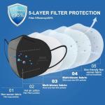 KN95 Black Face Masks - 60 Pack, 5-Layer Filter