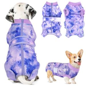 Lukovee Dog Recovery Suit, Zippered Onesie, Purple