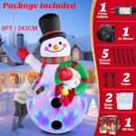 MICOCAH 8FT Inflatable Snowman with Colorful LEDs