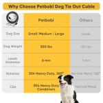 Heavy-Duty 20FT Dog Tie-Out Cable for Large Pets