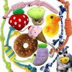 Jalousie 12-Pack Plush & Rope Dog Squeaky Toys
