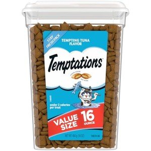 TEMPTATIONS Tuna Flavor Cat Treats, 16 oz. Tub