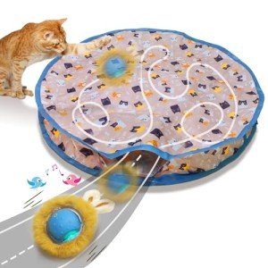 Interactive Chirping Cat Toy Ball in Pouch