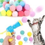 Cat Ball Launcher with 30 Plush Fuzzy Balls
