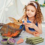 24PCS Natural Timothy Hay Sticks for Rabbits
