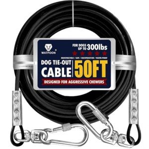 Heavy-Duty 50ft Tie-Out Cable for Large Dogs