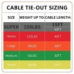 Reflective Tie Out Cable for Large Dogs - 15 Feet