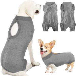 Lukovee Dog Recovery Suit, E-Collar Alternative, Grey