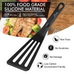 Silicone Slotted Fish Turner, Heat-Resistant, Black