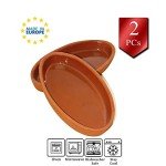 Terracotta Oval Cooking Pots - Set of 2