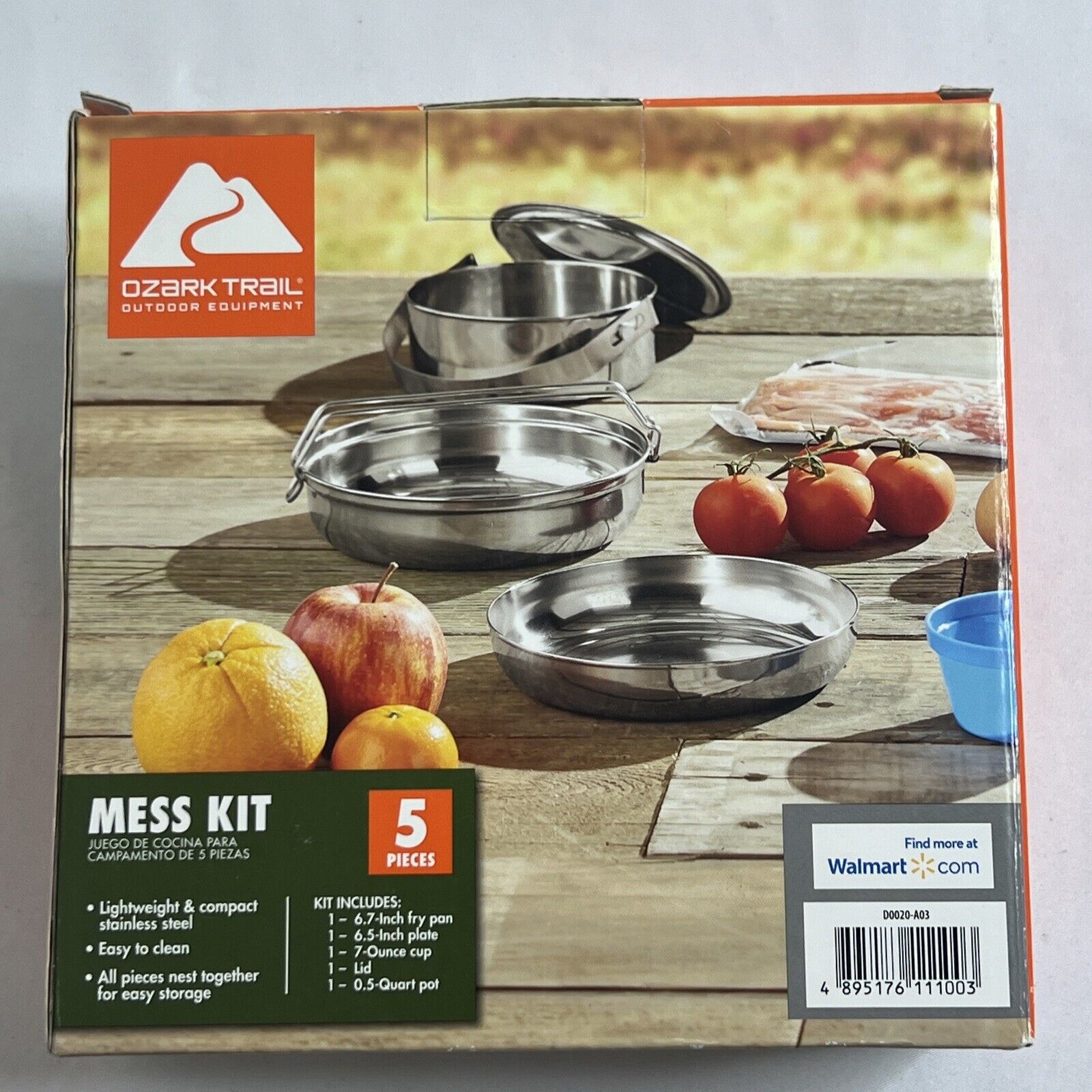 Ozark Trail 5-Piece Stainless Steel Camping Mess Kit
