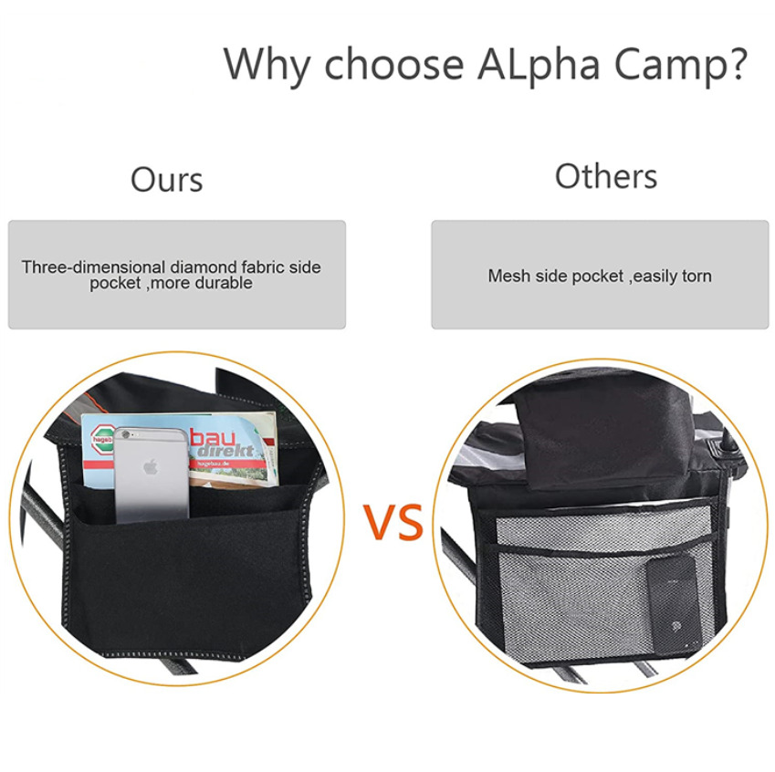 ALPHA CAMP Oversize Outdoor Folding Chair with Cup Holder