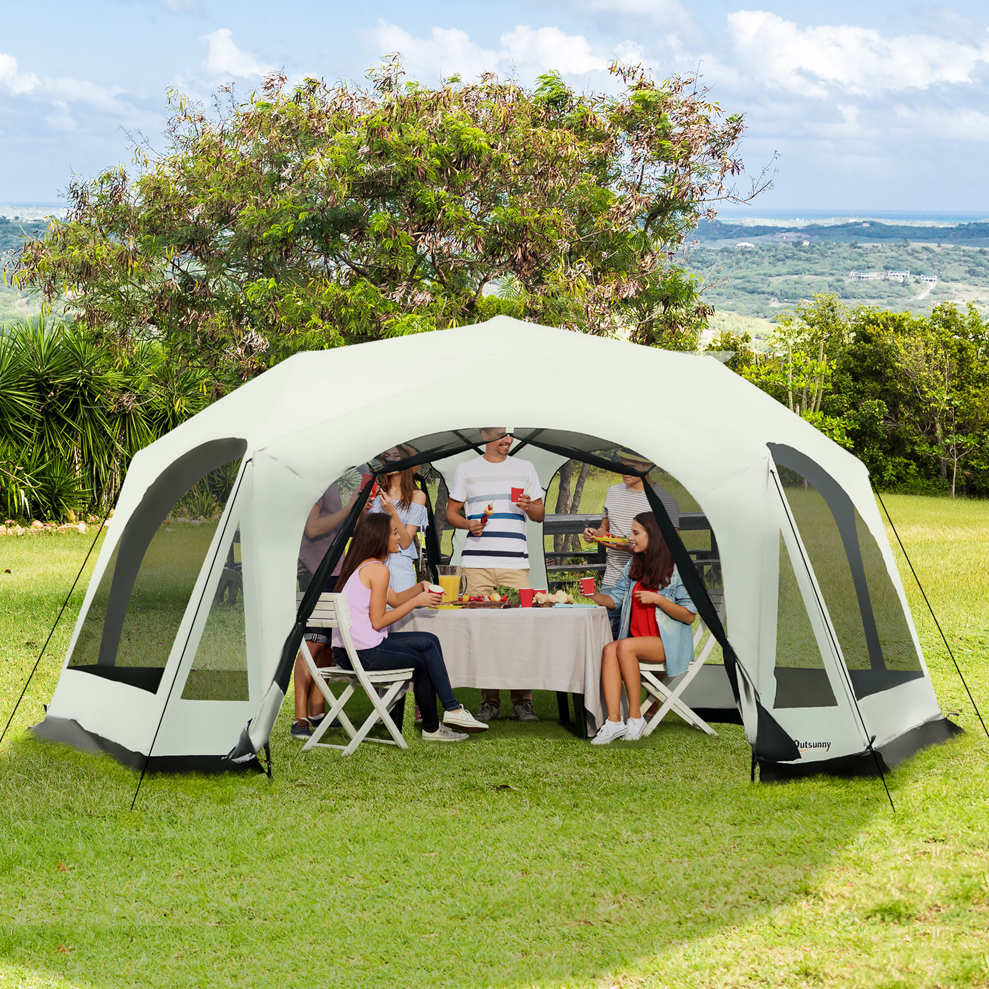 Spacious 20-Person Camping Tent with Mesh Windows