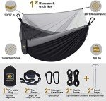 Leichte Doppel-Hängematte mit Netz in Schwarz/Grau